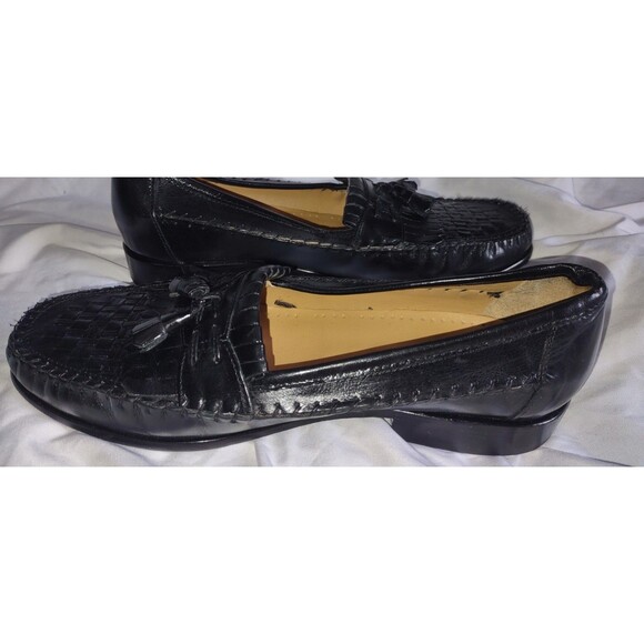 EUC Sz 10 W Giorgio Brutini Le Glove Black Leather Tassel Loafers Men's - Picture 5 of 7